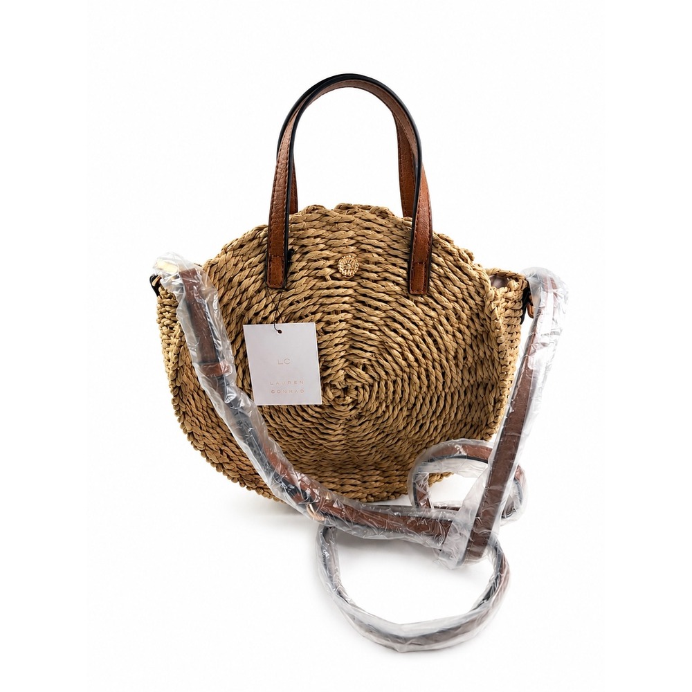 Lauren Conrad Vintage Y2K Vacation Boho Straw Woven Round Crossbody Bag NWT $50